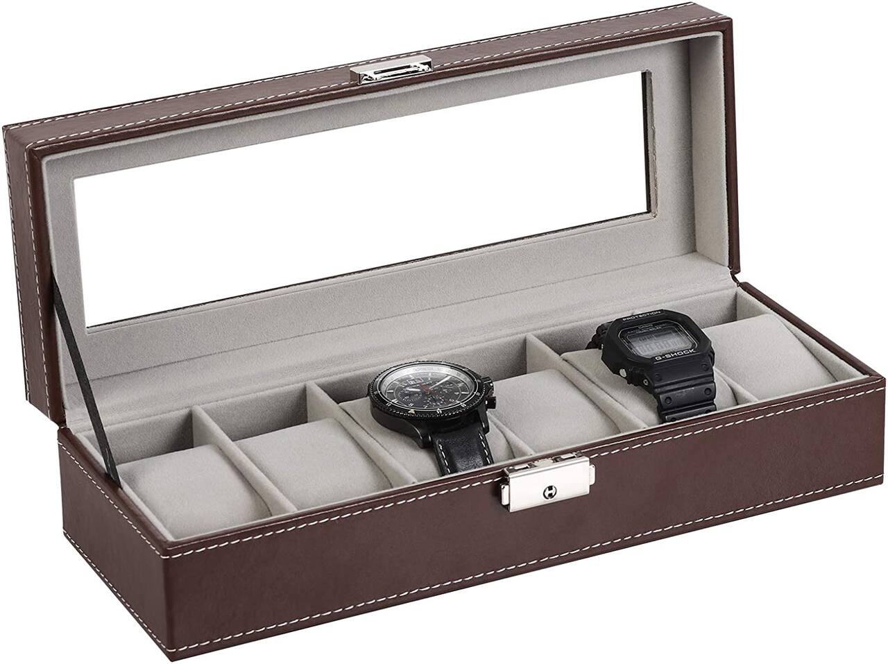 Walnut Brown Hexa Leather Watch Box
